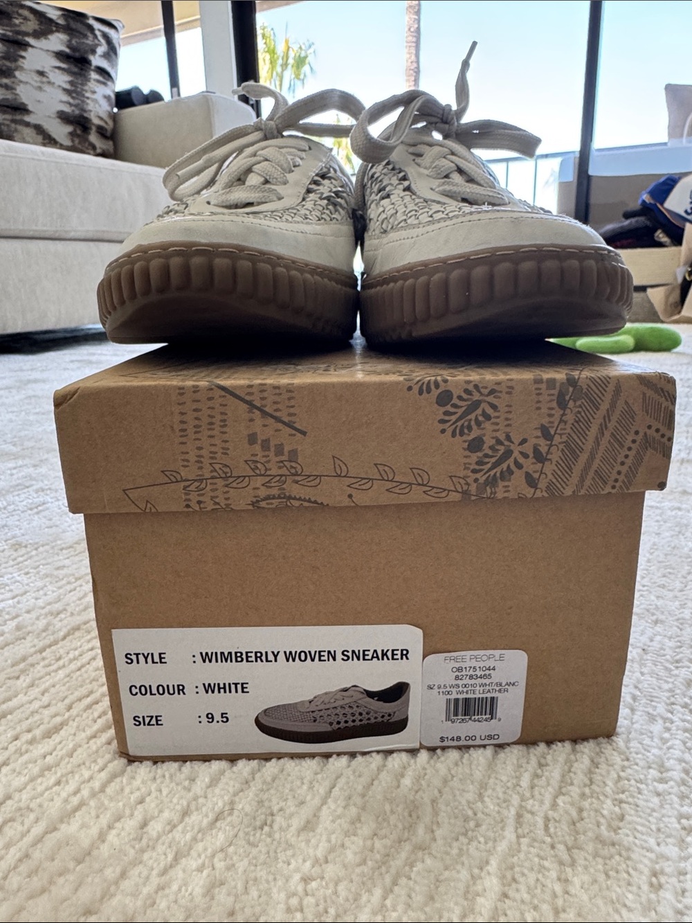 Free People Wimberly Woven Sneaker in White and Brown Gum Sole